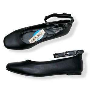 Seychelles Shoes Women 10W Black Ballet Flats Square Toe Diamond Wides NWT